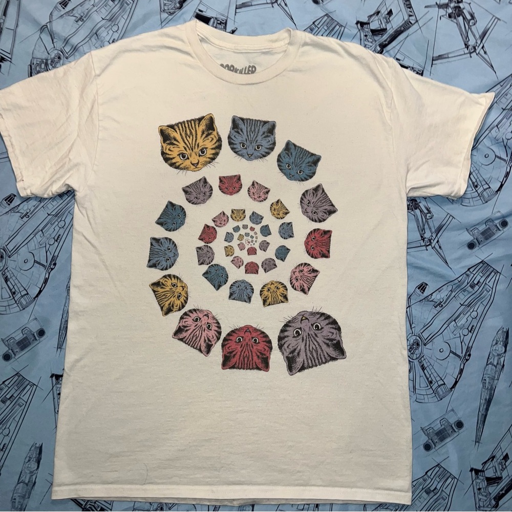 Popkiller Spiral Cats T-Shirt - Graphic Tee - Size not found